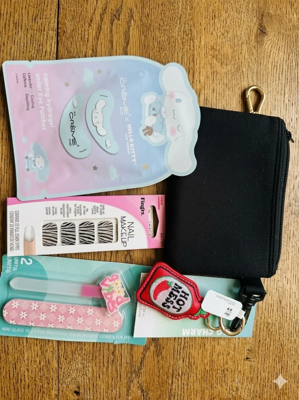 Black Zip Pouch with Hot Mess Key Charm